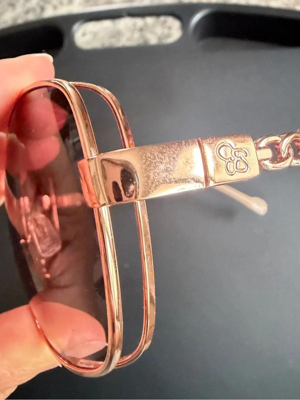 Jessica Simpson Women's Pink-Tinted Rose Gold Aviator Sunglasses Shades NWOT